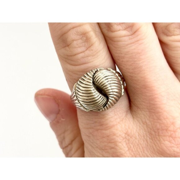 Modernist Fluted | Ridged Spiral Knot 925 Sterling Silver Vintage Ring - sz 8.25 - Picture 12 of 13